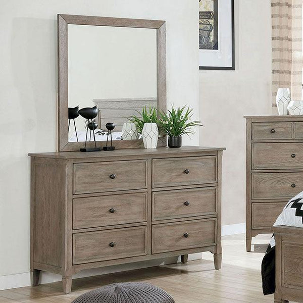 Vevey FOA7175D Wire-Brushed Warm Gray Transitional Dresser By Furniture Of America - sofafair.com