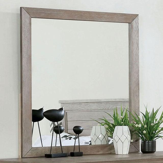 Vevey FOA7175M Wire-Brushed Warm Gray Transitional Mirror By Furniture Of America - sofafair.com