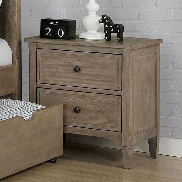 Vevey FOA7175N Wire-Brushed Warm Gray Transitional Night Stand By Furniture Of America - sofafair.com