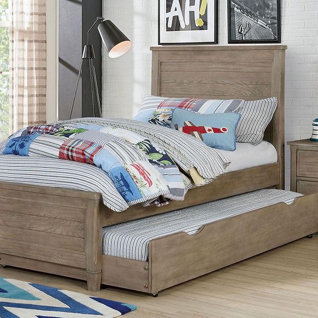 Vevey FOA7175 Wire-Brushed Warm Gray Transitional Bed By Furniture Of America - sofafair.com