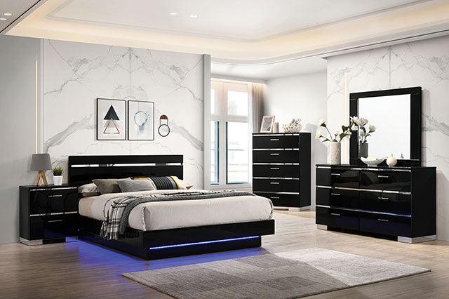 Erlach FOA7189 Black/Chrome Contemporary Bed By Furniture Of America - sofafair.com