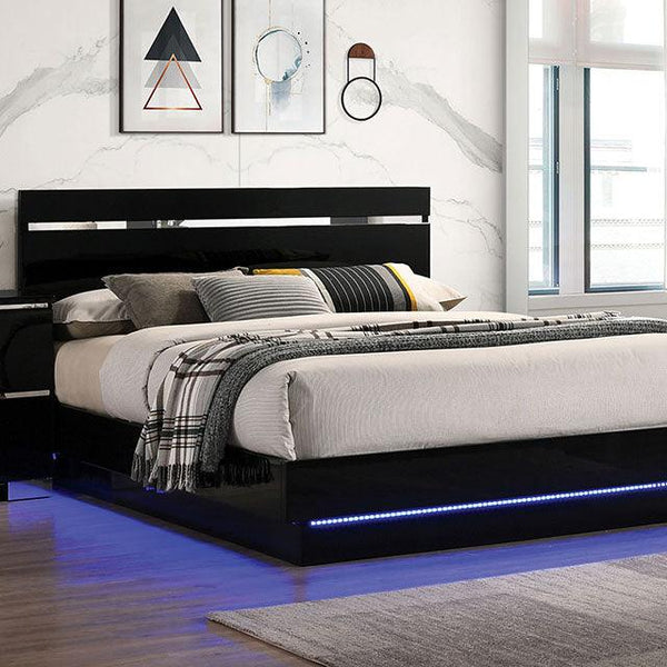 Erlach FOA7189 Black/Chrome Contemporary Bed By Furniture Of America - sofafair.com