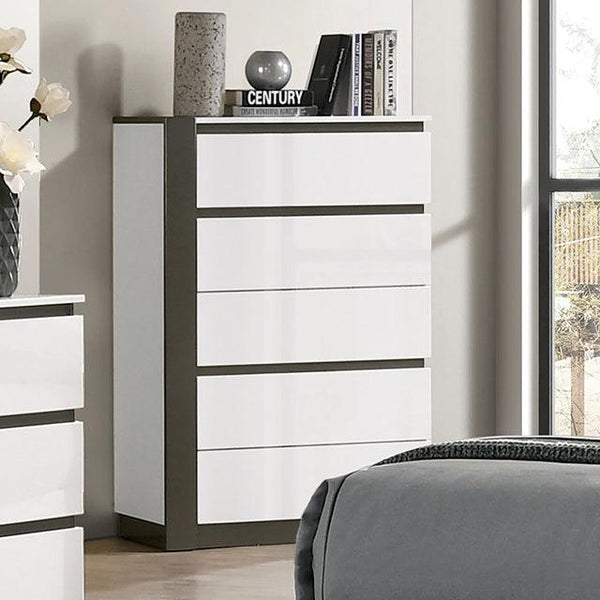 Birsfelden FOA7225WH-C White/Metallic Gray Contemporary Chest By Furniture Of America - sofafair.com