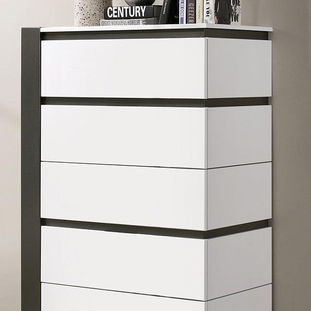 Birsfelden FOA7225WH-C White/Metallic Gray Contemporary Chest By Furniture Of America - sofafair.com