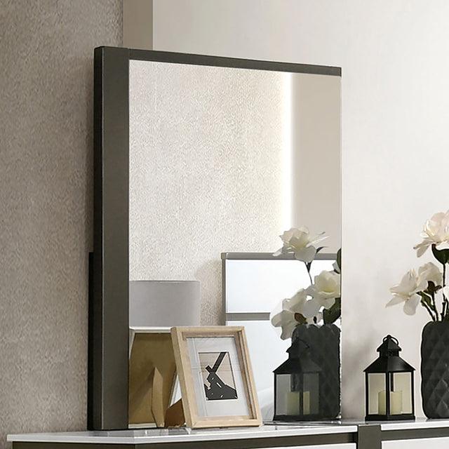 Birsfelden FOA7225WH-M White/Metallic Gray Contemporary Mirror By Furniture Of America - sofafair.com