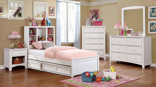 Marilla FOA7256WH White Transitional Bed By Furniture Of America - sofafair.com