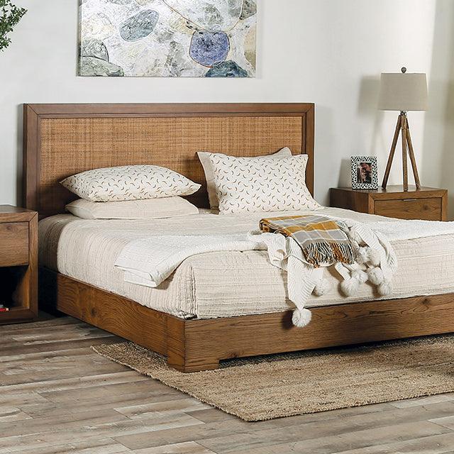 Bed by Furniture Of America Leirvik FOA7460WN Light Walnut Transitional - sofafair.com