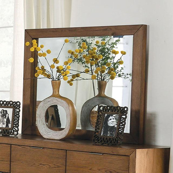 Leirvik FOA7460WN-M Light Walnut Transitional Mirror By Furniture Of America - sofafair.com