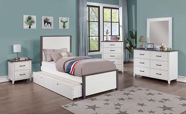 Priam CM7467WH White/Gray Contemporary Bed By Furniture Of America - sofafair.com