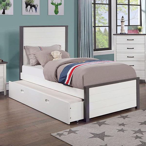 Priam CM7467WH White/Gray Contemporary Bed By Furniture Of America - sofafair.com