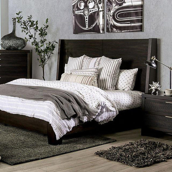 Laurentian FOA7514Q Dark Walnut Contemporary Bed By Furniture Of America - sofafair.com