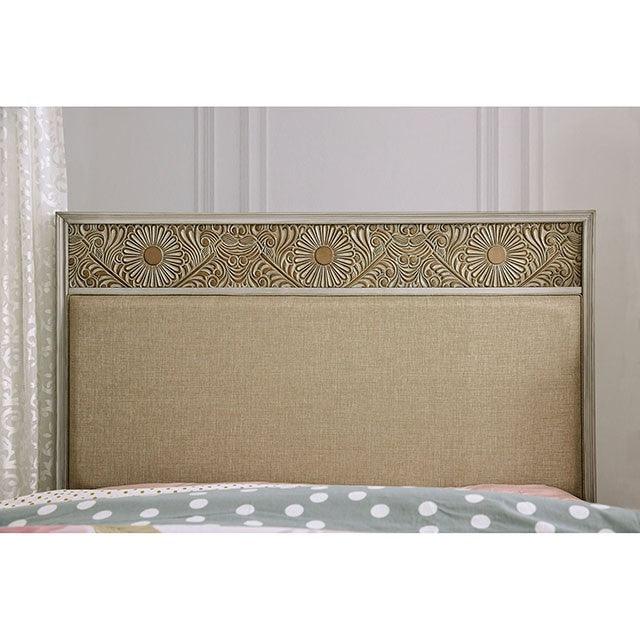 Jakarta FOA7882Q Antique White/Beige Transitional Bed By Furniture Of America - sofafair.com