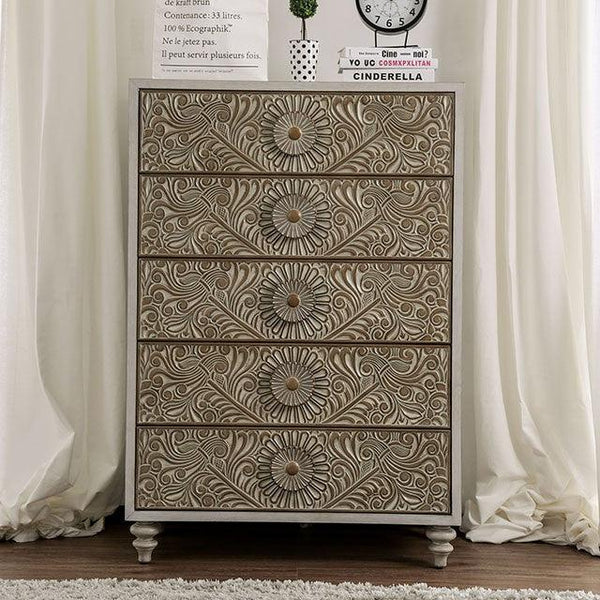 Jakarta FOA7882C Antique White Transitional Chest By Furniture Of America - sofafair.com