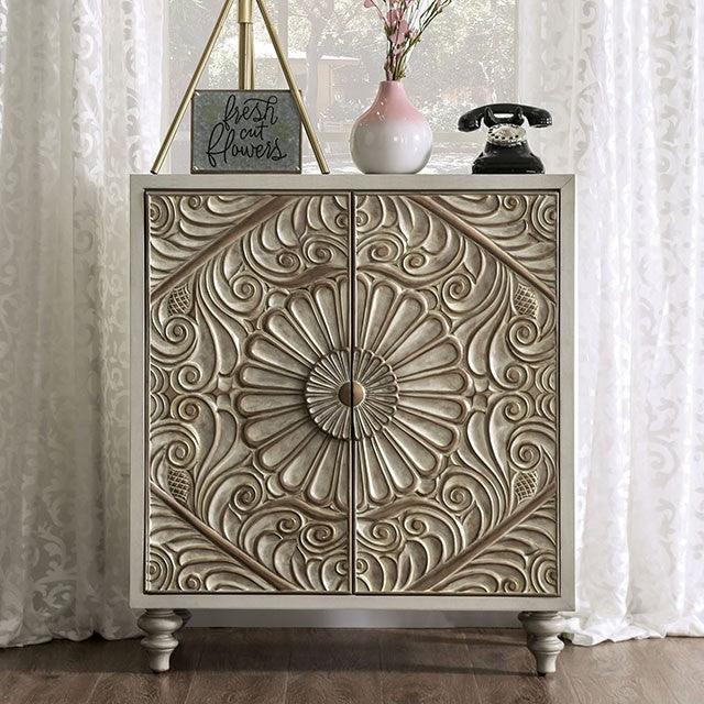 Jakarta FOA7882CN Antique White Transitional Wine Cabinet By Furniture Of America - sofafair.com