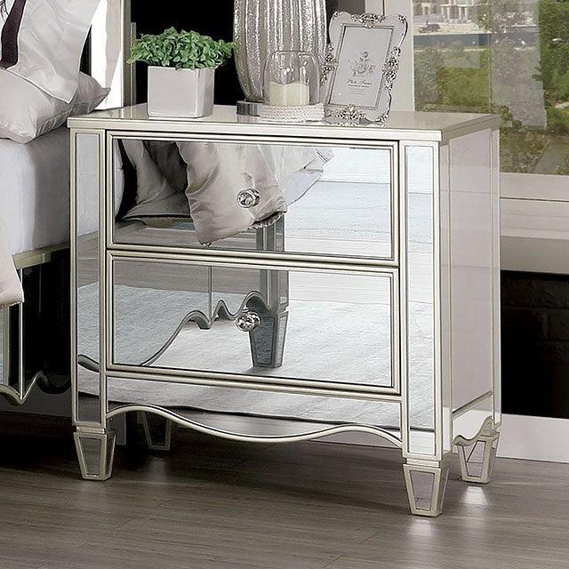 Eliora FOA7890N Silver Glam Night Stand By Furniture Of America - sofafair.com