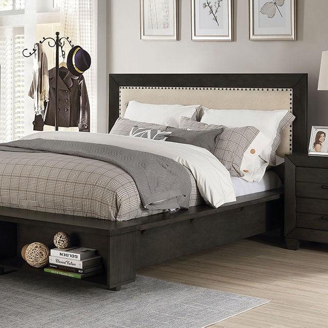 Sligo FOA7893Q Dark Gray/Beige Transitional Bed By Furniture Of America - sofafair.com