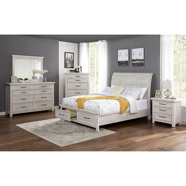 Shawnette FOA7924 Antique White Transitional Bed By Furniture Of America - sofafair.com