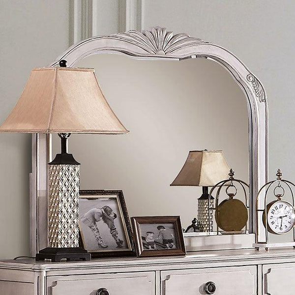 Esther FOA7929M Antique White Traditional Mirror By Furniture Of America - sofafair.com