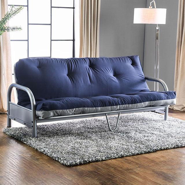 Aksel FP-2417NG Gray/Navy Contemporary Futon Mattress By Furniture Of America - sofafair.com