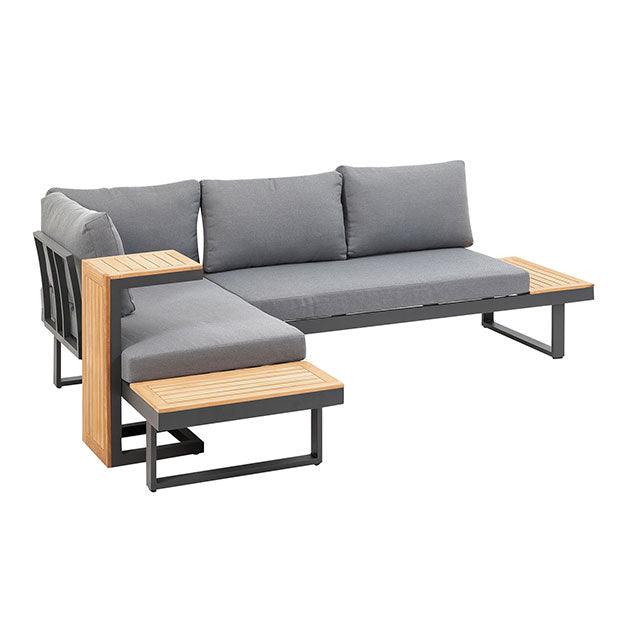 Samara GM-1008 Gun Metal/Natural/Gray Contemporary Modular Sectional By Furniture Of America - sofafair.com