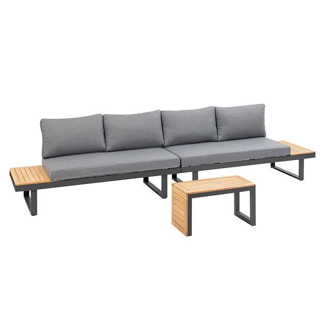 Samara GM-1008 Gun Metal/Natural/Gray Contemporary Modular Sectional By Furniture Of America - sofafair.com