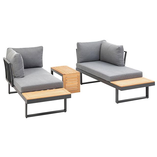 Samara GM-1008 Gun Metal/Natural/Gray Contemporary Modular Sectional By Furniture Of America - sofafair.com