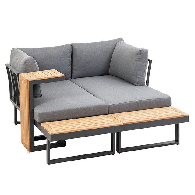 Samara GM-1008 Gun Metal/Natural/Gray Contemporary Modular Sectional By Furniture Of America - sofafair.com