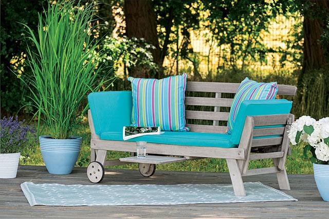 Maui GM-1015 Gray/Turquoise Contemporary Convertible Sofa Daybed By Furniture Of America - sofafair.com