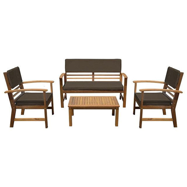 Hana GM-1020BR-4PK Brown/Natural Rustic 4 Pc. Patio Set By Furniture Of America - sofafair.com