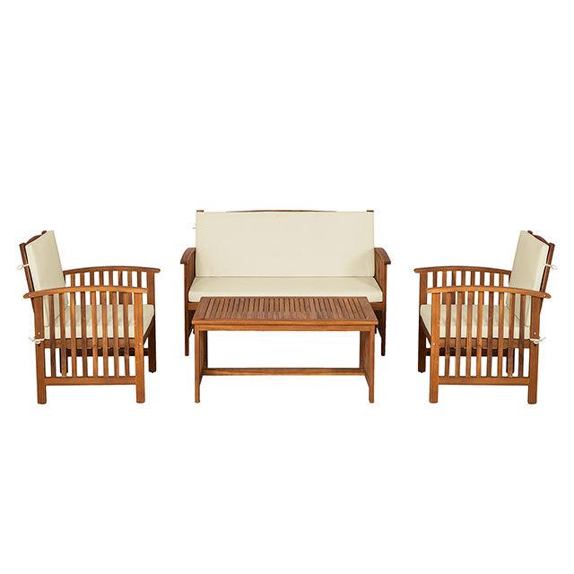 Kyushu GM-1022BG-4PC Beige/Natural Rustic 4 Pc. Patio Set By Furniture Of America - sofafair.com