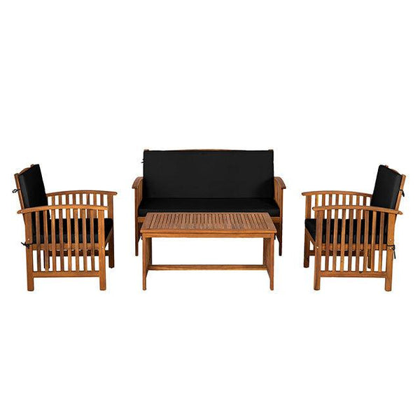 Kyushu GM-1022BK-4PC Black/Natural Rustic 4 Pc. Patio Set By Furniture Of America - sofafair.com