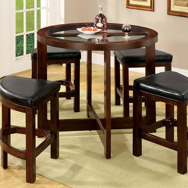 Crystal Cove CM3321PT-5PK Dark Walnut Contemporary 5 Pc. Counter Ht. Table Set By Furniture Of America - sofafair.com