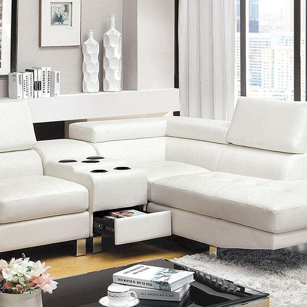Kemina CM6833WH White Contemporary Sectional By Furniture Of America - sofafair.com