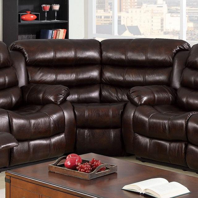 Berkshire CM6551-CNR Rustic Brown Transitional Corner Chair By Furniture Of America - sofafair.com