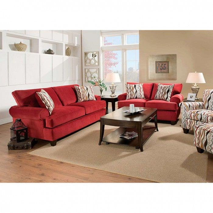 Inverness SM5047-OT Red Transitional Ottoman By furniture of america - sofafair.com