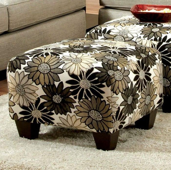 Cardiff SM5042-OT Floral Transitional Ottoman By furniture of america - sofafair.com