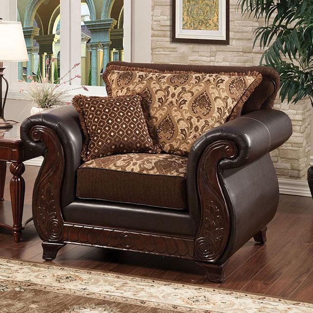Franklin SM6106N-CH Dark Brown/Tan Traditional Chair By Furniture Of America - sofafair.com