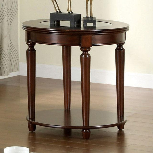 Granvia CM4131E Dark Cherry Transitional End Table By Furniture Of America - sofafair.com