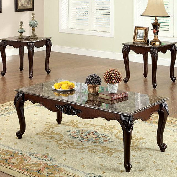 Colchester CM4423-3PK Dark Cherry Traditional 3 Pc. Table Set By Furniture Of America - sofafair.com