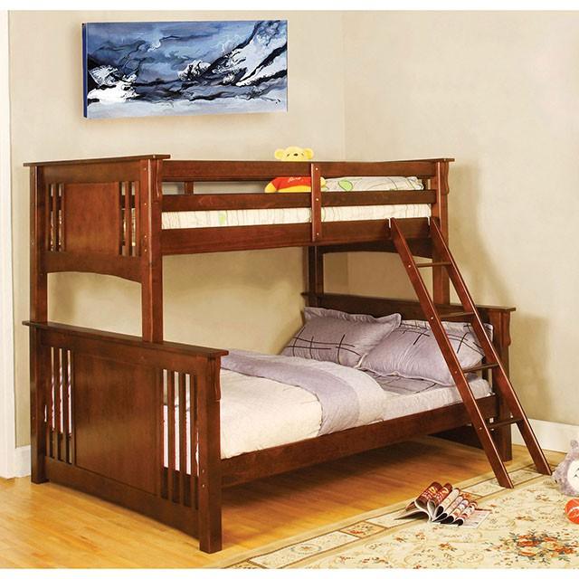 Spring Creek CM-BK602F-OAK Oak Cottage Twin/Full Bunk Bed By Furniture Of America - sofafair.com