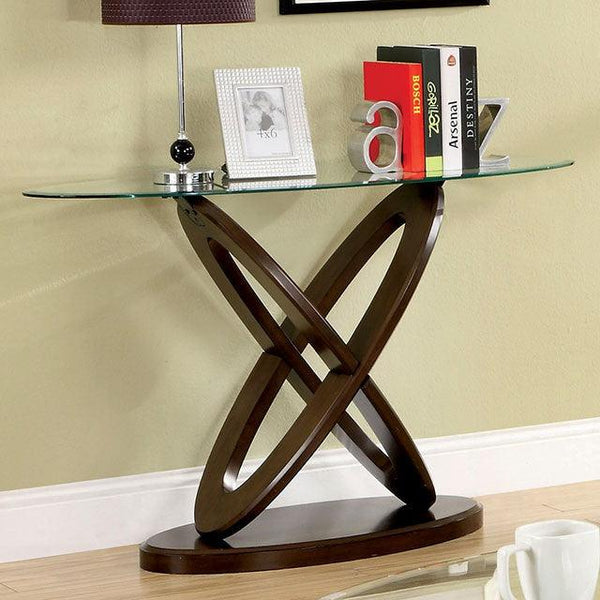 Atwood CM4401S Dark Walnut Contemporary Oval Sofa Table By Furniture Of America - sofafair.com