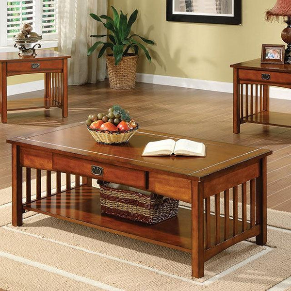 Seville CM4245-3PK Antique Oak Transitional 3 Pc. Table Set By Furniture Of America - sofafair.com