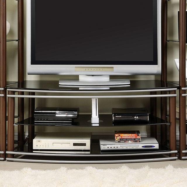 Silver Creek CM5510-TV Brown/Silver Contemporary TV Console By Furniture Of America - sofafair.com