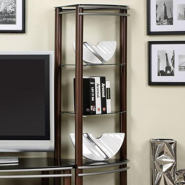 Silver Creek CM5510-PC Brown/Silver Contemporary Pier Shelves By Furniture Of America - sofafair.com