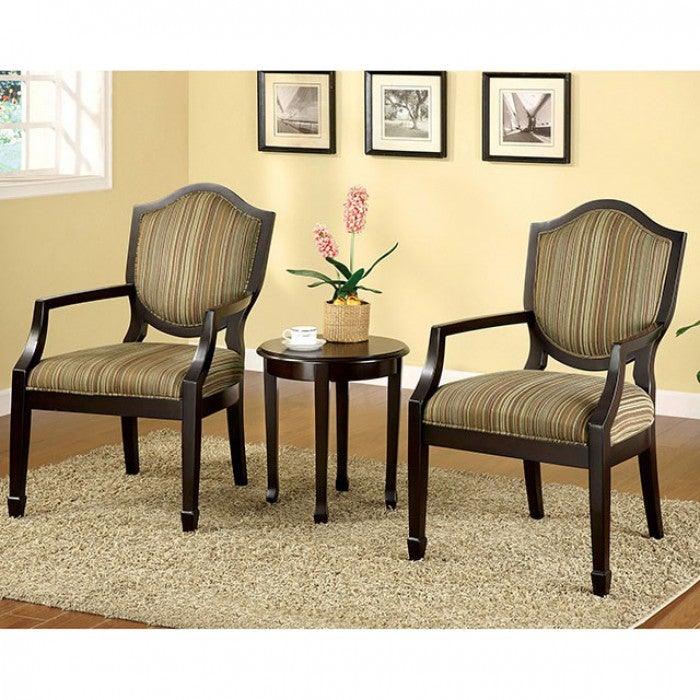 Bernetta CM-AC6026-3PK Tan/Pattern Transitional Set of Table & Accent Chairs By furniture of america - sofafair.com