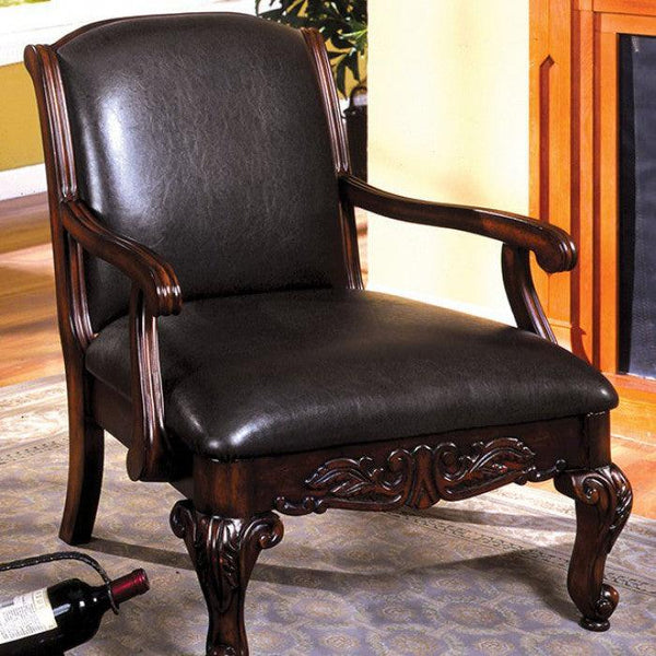 Sheffield CM-AC6177-PU Antique Dark Cherry Traditional Accent Chair By furniture of america - sofafair.com