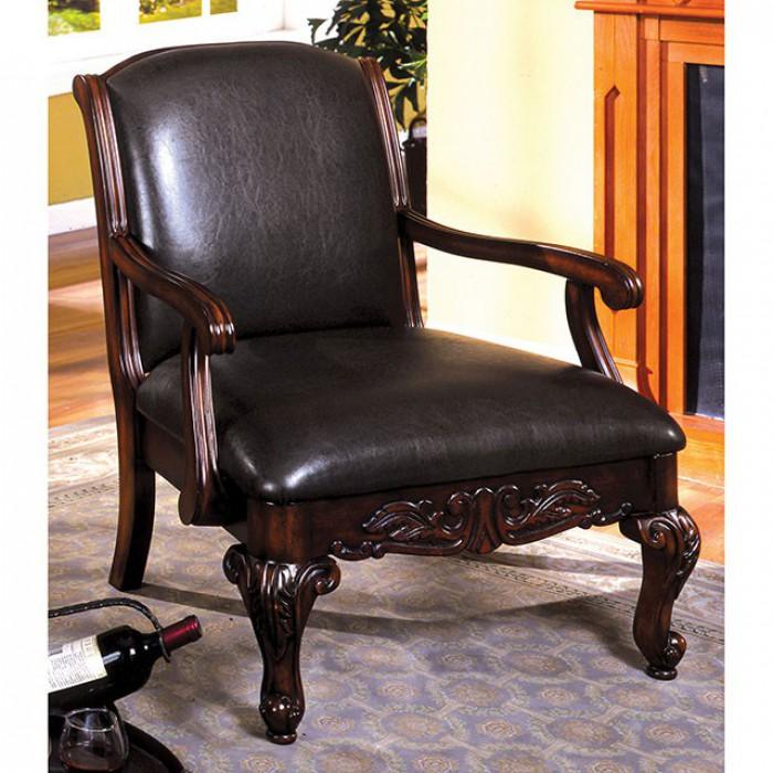 Sheffield CM-AC6177-PU Antique Dark Cherry Traditional Accent Chair By furniture of america - sofafair.com