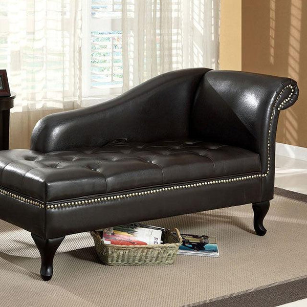 Lakeport CM-BN6893 Black Transitional Chaise By Furniture Of America - sofafair.com
