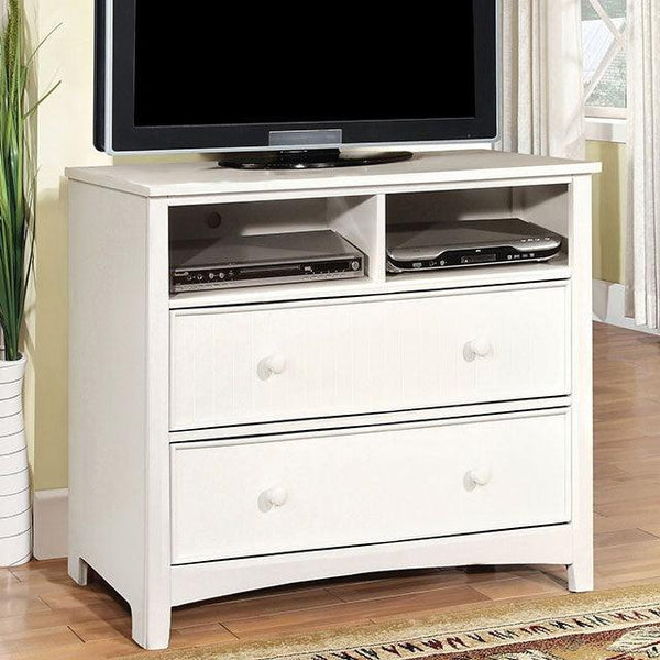 Omnus CM7905WH-TV White Transitional Media Chest By Furniture Of America - sofafair.com