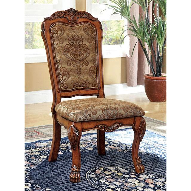 Medieve CM3557SC-2PK Antique Oak/Brown Traditional Side Chair (2/Box) By Furniture Of America - sofafair.com